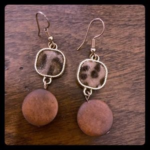 Leopard print dangle earrings
